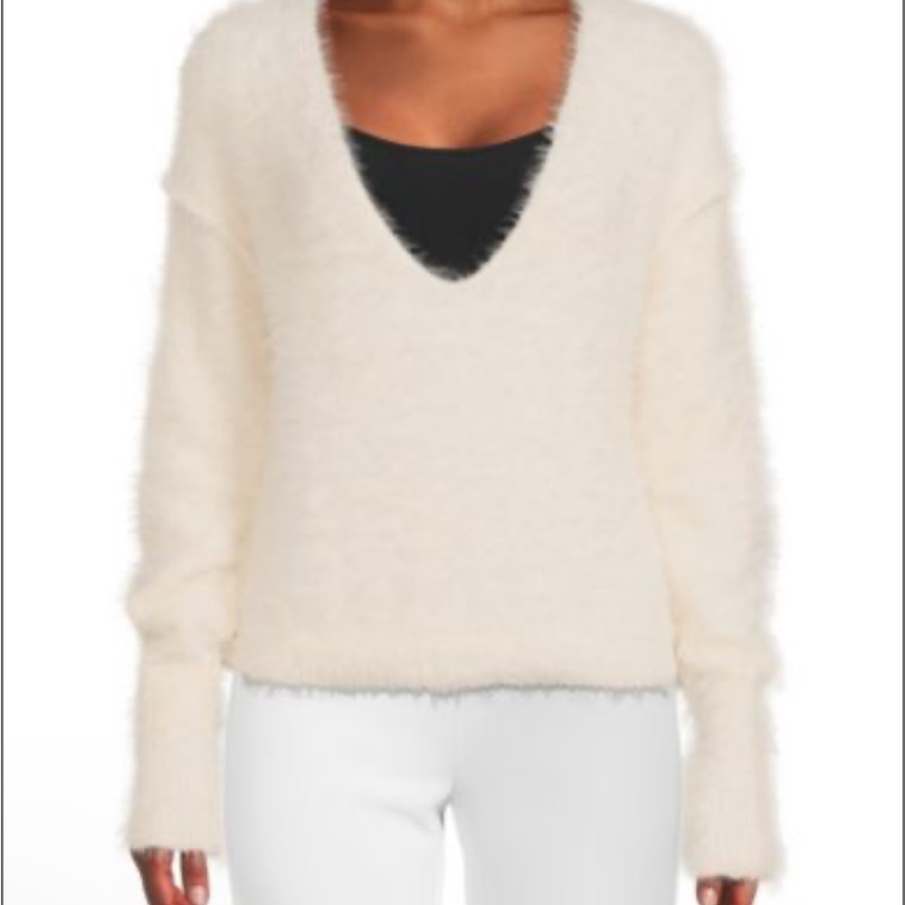 NWT Womens Free People Serendipity Faux Fur Sweater Size Small White Cream Color - Picture 10 of 15